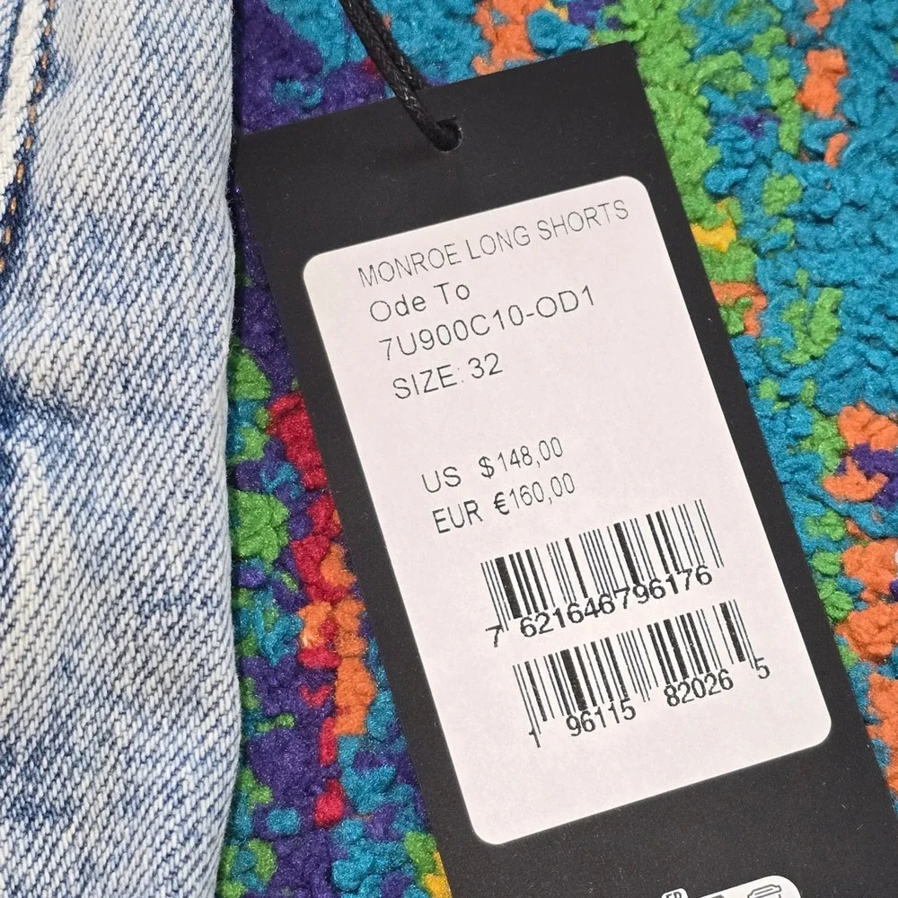 NWT 7 For All Mankind Monroe Long Shorts in Ode‎ To Raw Hem Women Size 32